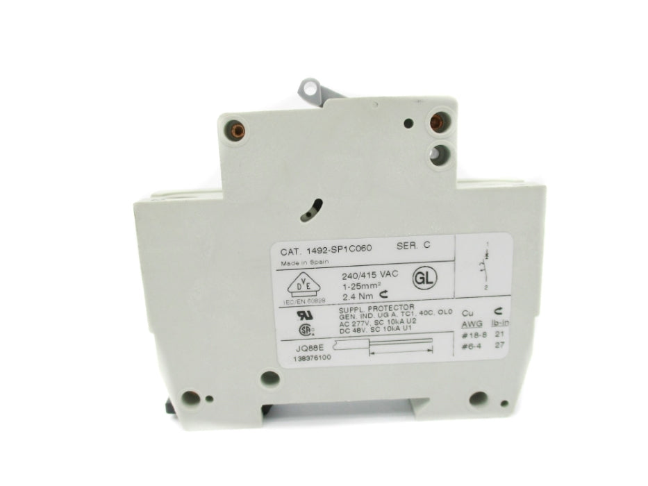 ALLEN BRADLEY 1492-SP1C060 SER. C 240/415VAC 6A (PKG OF 2) NSMP