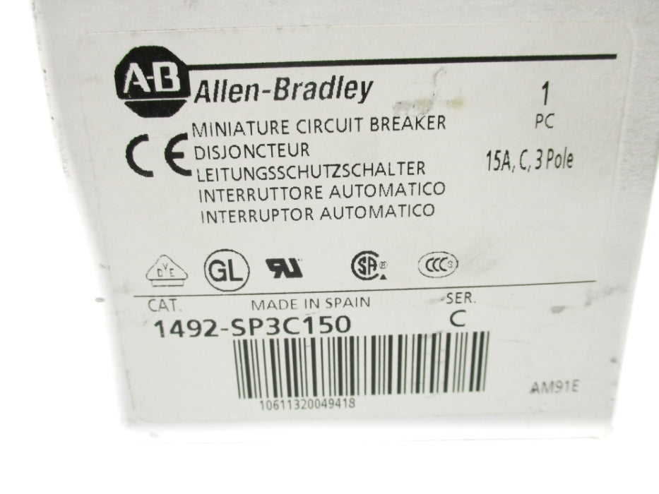 ALLEN BRADLEY 1492-SP3C150 SER. C 415VAC 15A NSMP