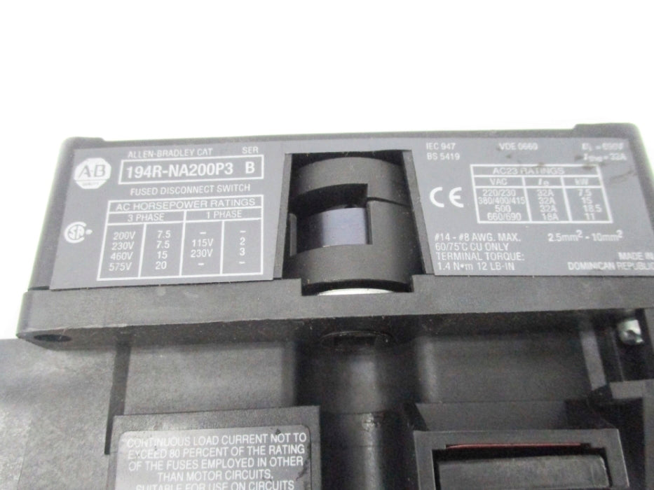 ALLEN BRADLEY 194R-NA200P3 SER. B (AS PICTURED) NSNP