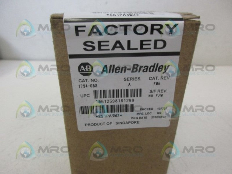 ALLEN BRADLEY 1794-0B8 SER.A MODULE DATE CODE 2012 *FACTORY SEALED*