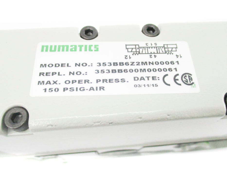 NUMATICS 353BB600M000061 24VDC 150PSIG NSNP