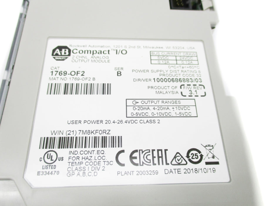 ALLEN BRADLEY 1769-OF2 SER. B F/W 3.1 NSNP