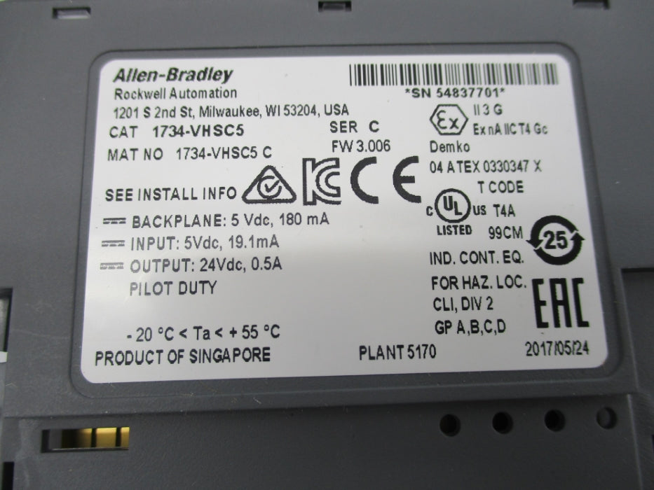 ALLEN BRADLEY 1734-VHSC5 SER. C F/W 3.005 UNMP