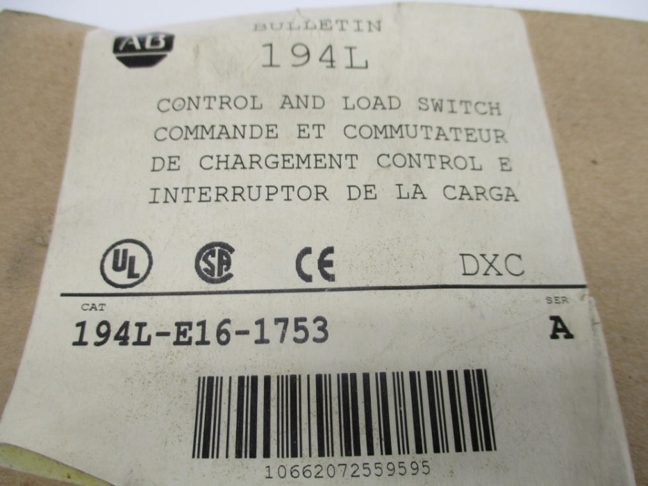 ALLEN BRADLEY 194L-E16-1753 SER. A (BR/WH) NSMP