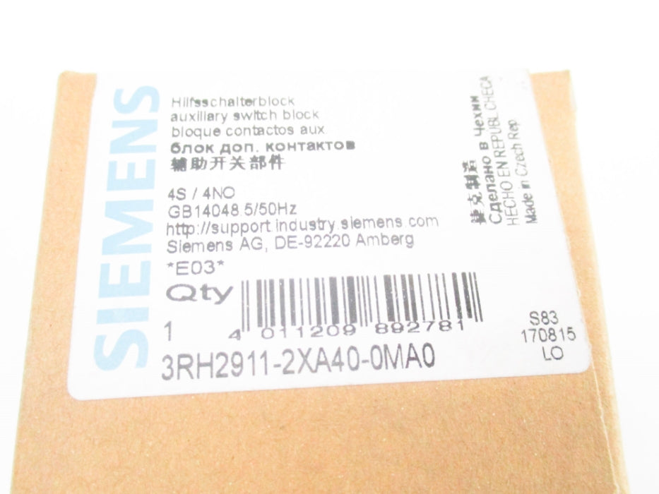 SIEMENS 3RH2911-2XA40-0MA0 NSMP