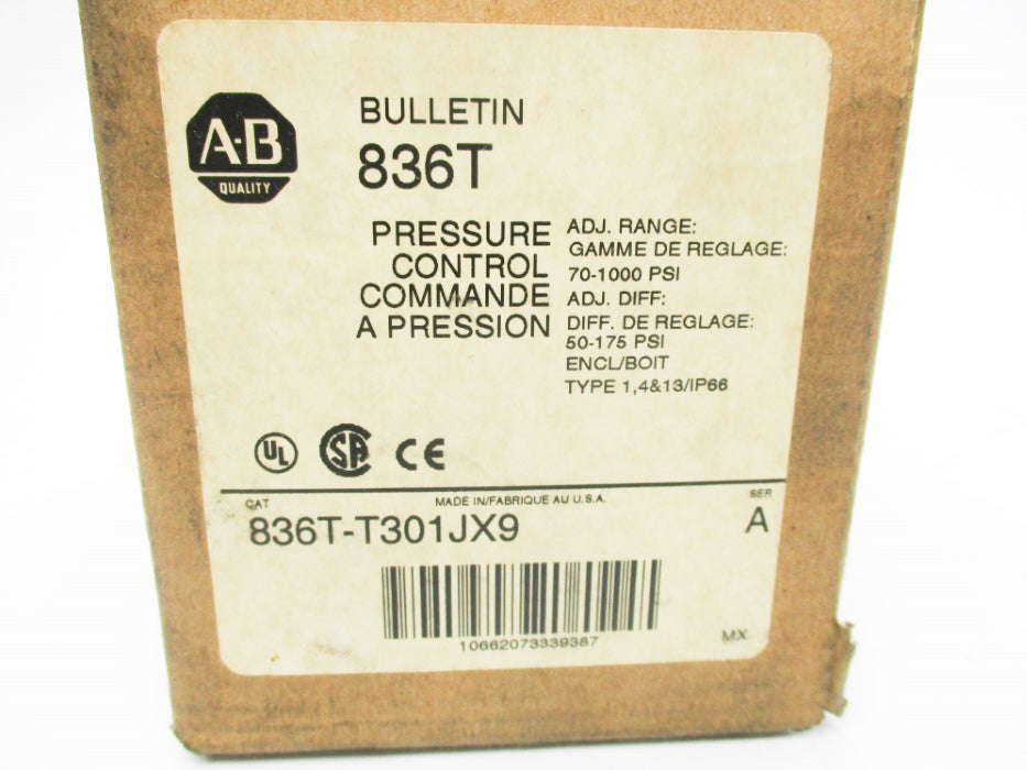ALLEN BRADLEY 836T-T301JX9 SER. A 70-1000PSI (BR/WH) NSMP