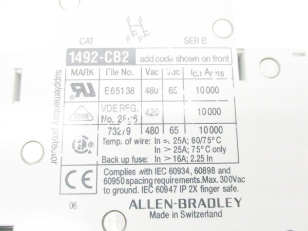 ALLEN BRADLEY 1492-CB2G050 SER. B 480V 5A NSNP