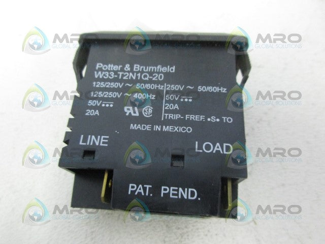 POTTER & BRUMFIELD W33-T2N1Q-20 THERMAL CIRCUIT BREAKER *USED*
