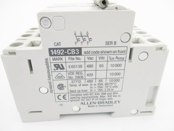 ALLEN BRADLEY 1492-CB3G050 SER. B  480V 5A NSNP