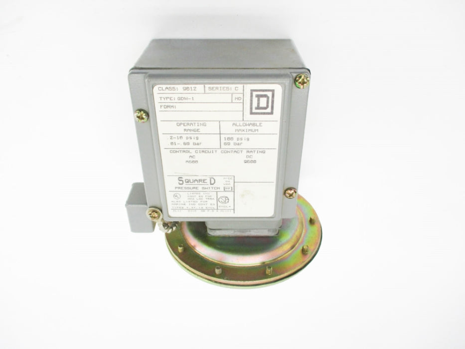 SQUARE D 9012GDW-1 SER. C 600VAC/DC 2-10PSI NSNP