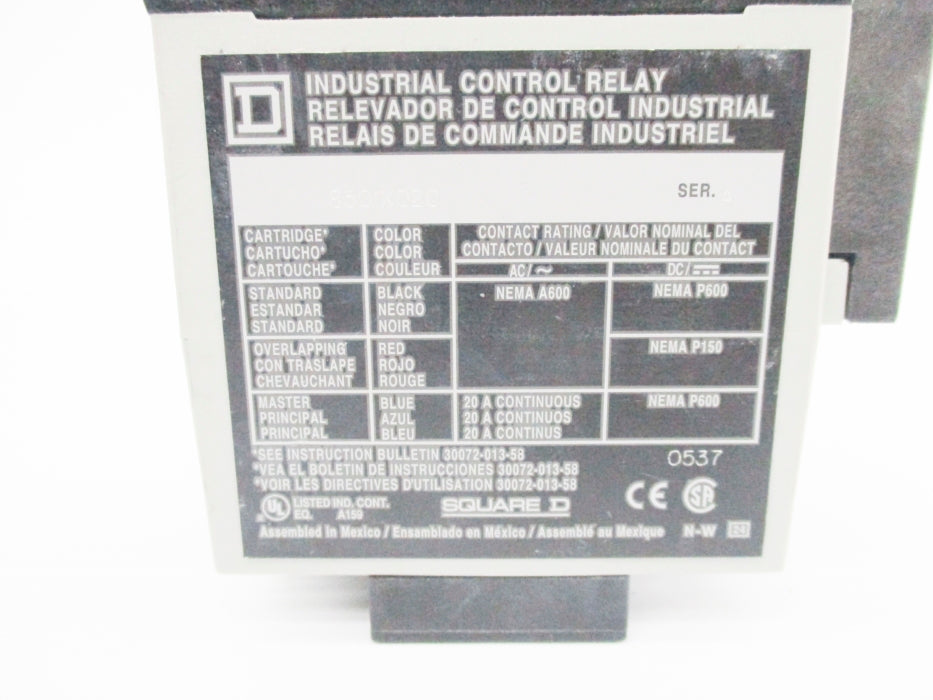SQUARE D 8501XO20V06 SER. A 440-480V 20A NSNP