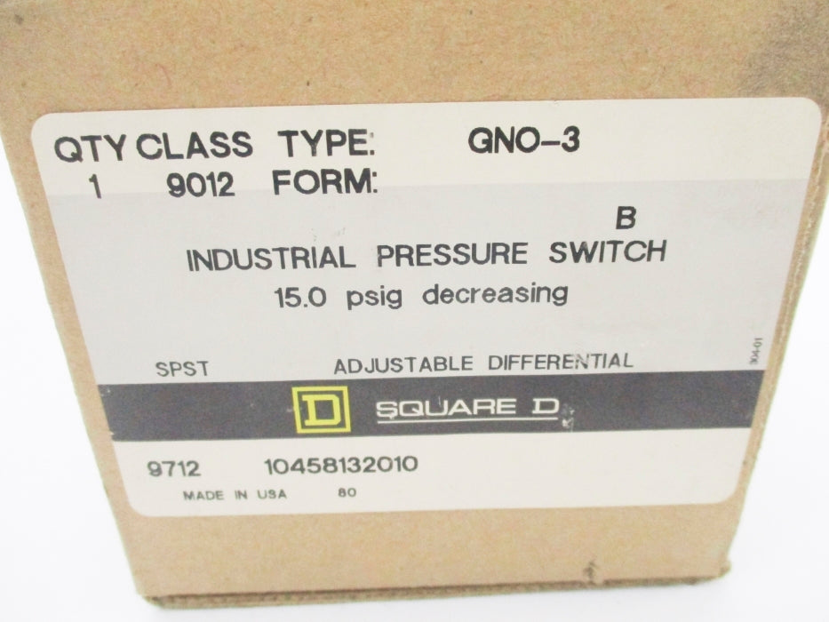 SQUARE D 9012GNO3 SER. B 15.0PSIG NSMP
