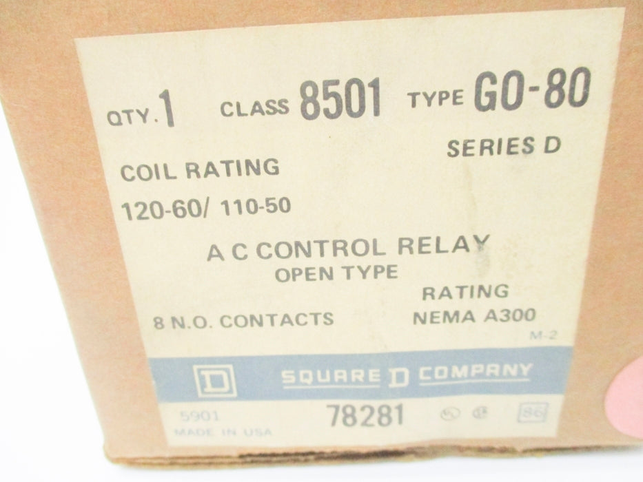 SQUARE D 8501GO80 SER. D 110-120V 10A NSMP
