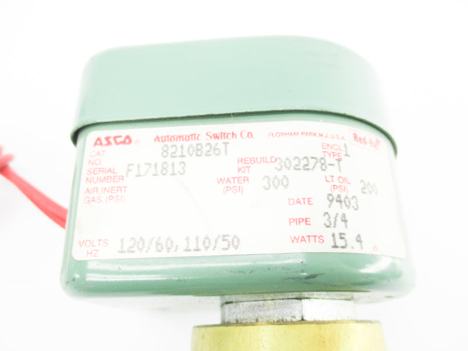 ASCO 8210B26T 110-120V 300-200PSI NSNP