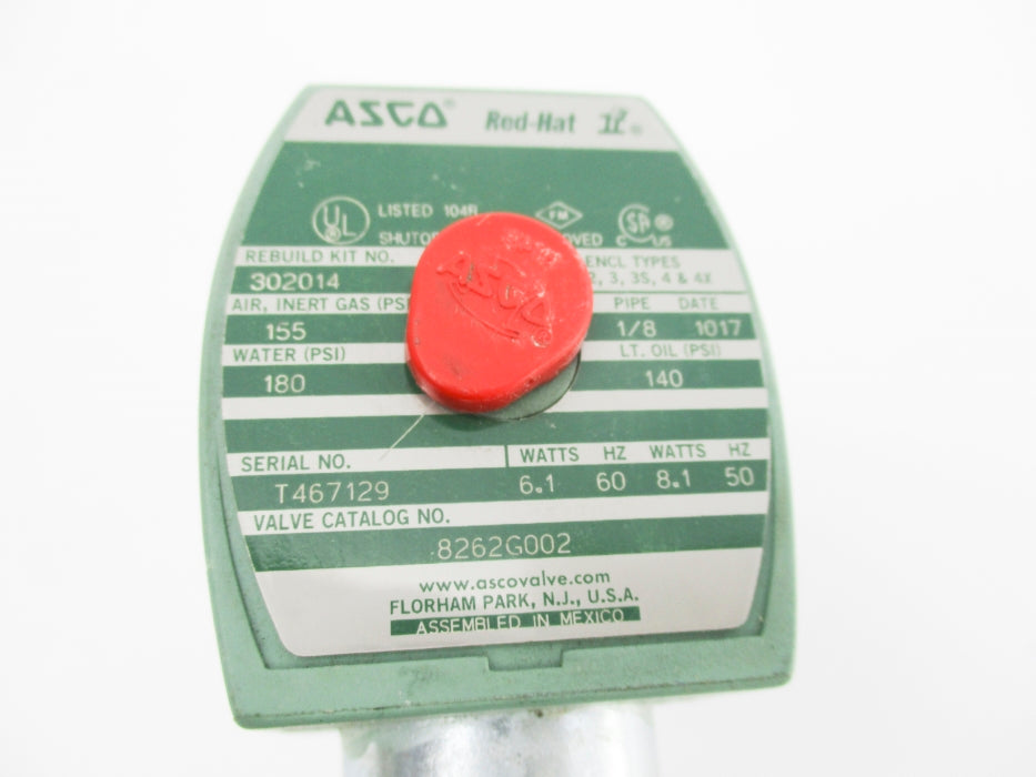 ASCO 8262G002 110/120V 140-180PSI UNMP