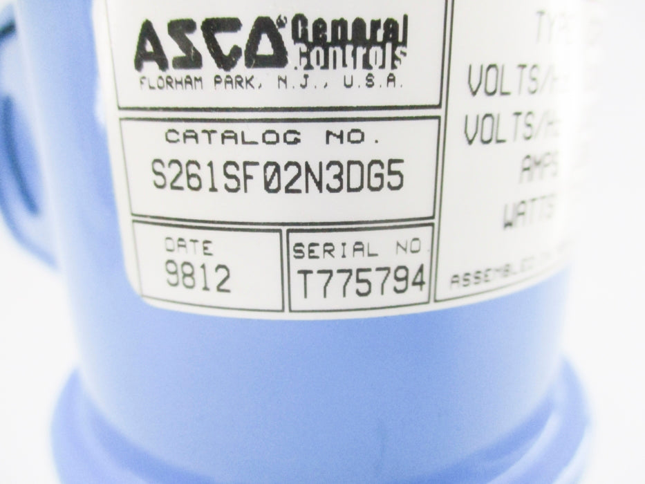 ASCO S261SF02N3DG5 110/120V 30PSI NSNP