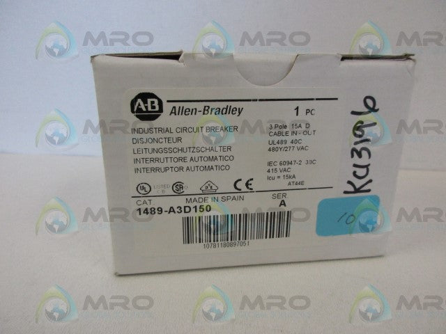 ALLEN BRADLEY 1489-A3D150 SER A 3POLE CIRCUIT BREAKER *NEW IN BOX*