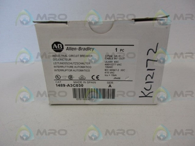 ALLEN BRADLEY 1489-A3C030 SER A 3POLE CIRCUIT BREAKER *NEW IN BOX*
