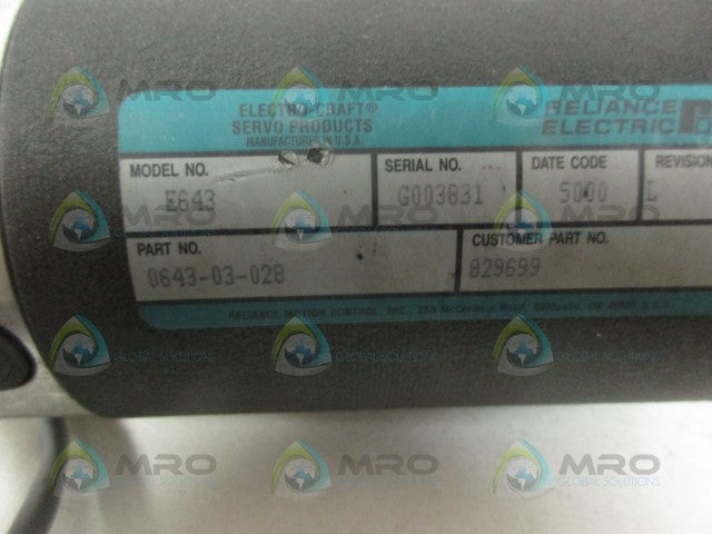 RELIANCE E643 SERVO MOTOR *NEW NO BOX*