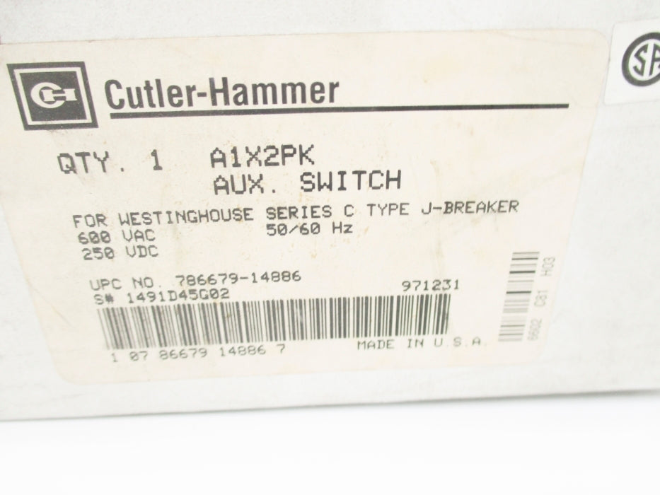 CUTLER HAMMER A1X2PK SER. C 1491D45G02 NSMP