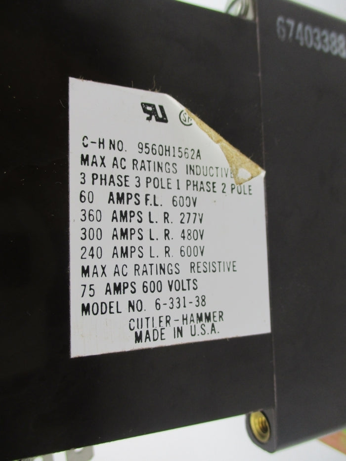 CUTLER HAMMER 9560H1562A 600V 75A NSNP
