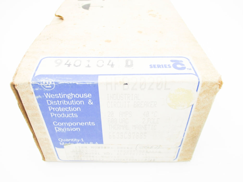 WESTINGHOUSE HFD2020L SER. C 6639C97G85 600VAC 20A NSMP