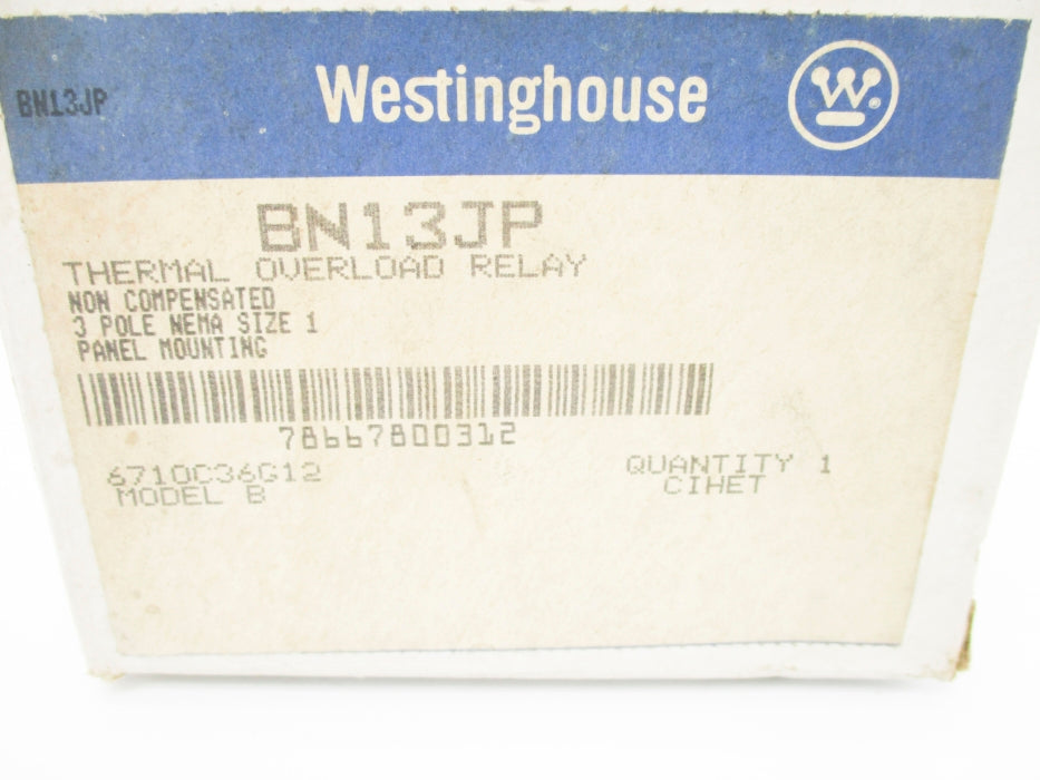 WESTINGHOUSE BN13JP 600VAC 30A NSMP