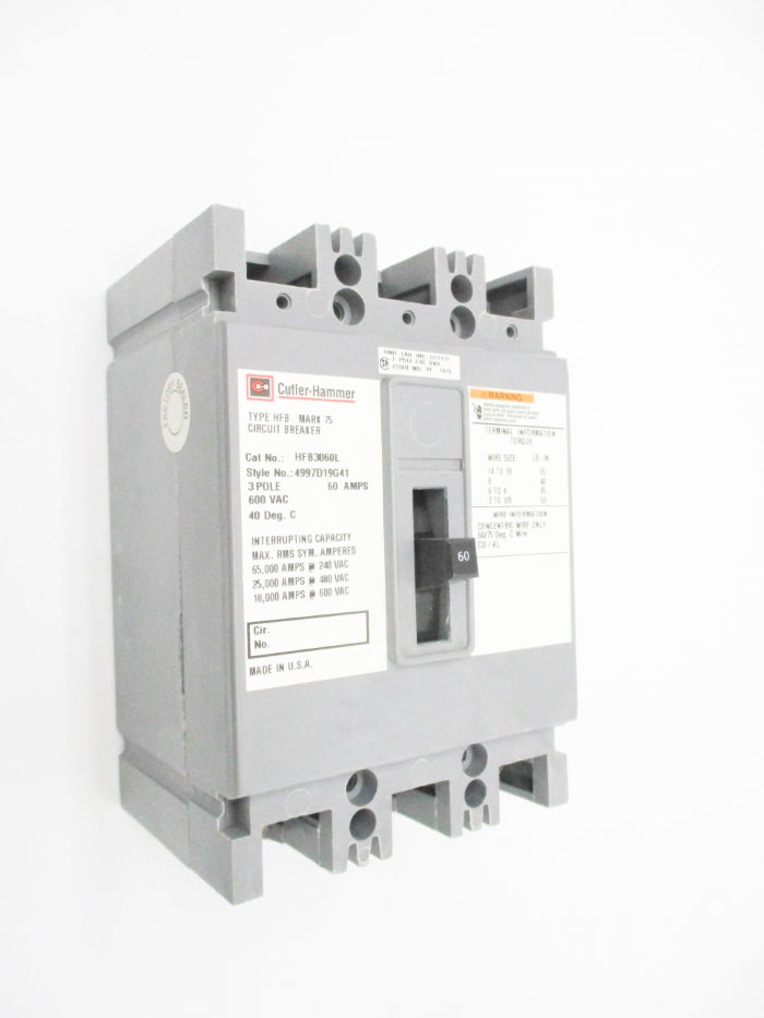 CUTLER HAMMER HFB3060L 4997D19G41 600VAC/DC 60A NSMP