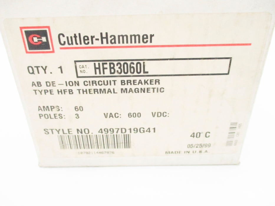 CUTLER HAMMER HFB3060L 4997D19G41 600VAC/DC 60A NSMP