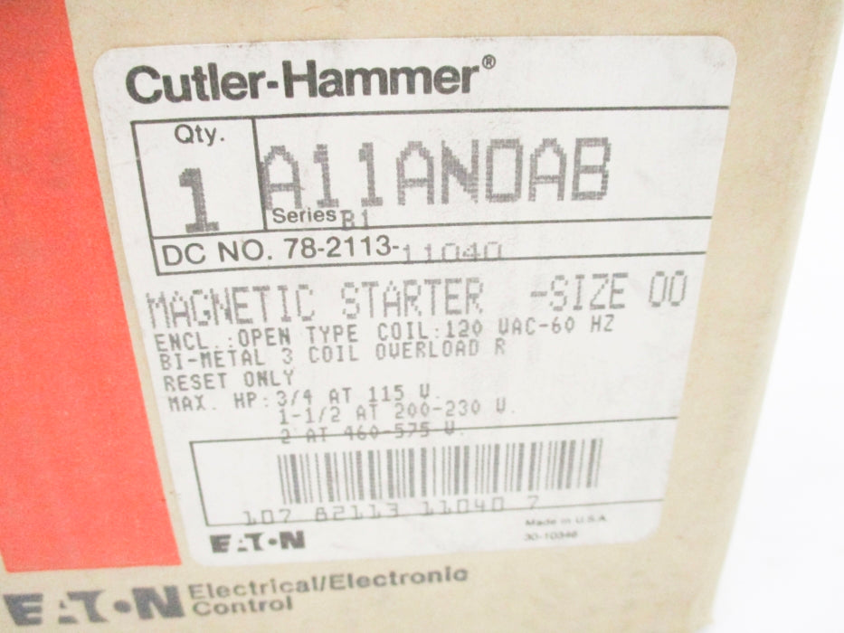 CUTLER HAMMER A11AN0AB SER. B1 NSMP