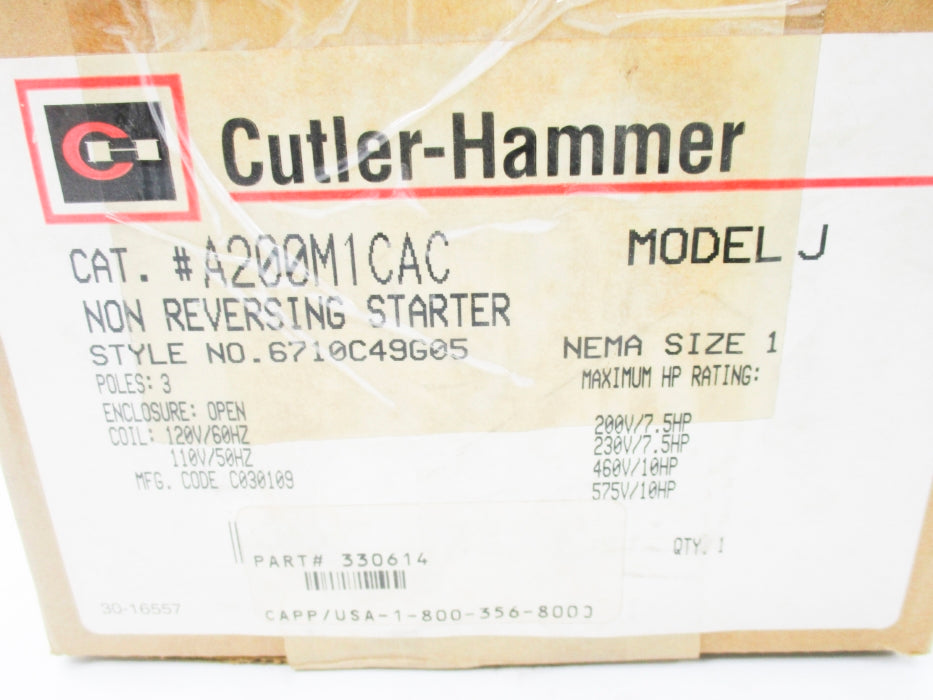 CUTLER HAMMER A200M1CAC 6710C49G05 NSMP