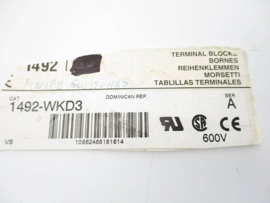 ALLEN BRADLEY 1492-WKD3 SER. A NSNP