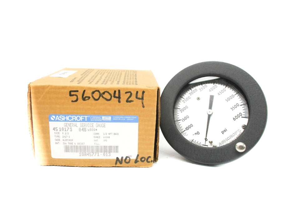 ASHCROFT 451017S04B6000# 0-6000PSI NSMP