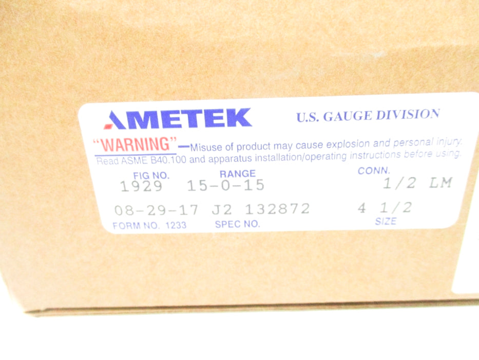 AMETEK 1929 J2132872 0-15PSI NSMP