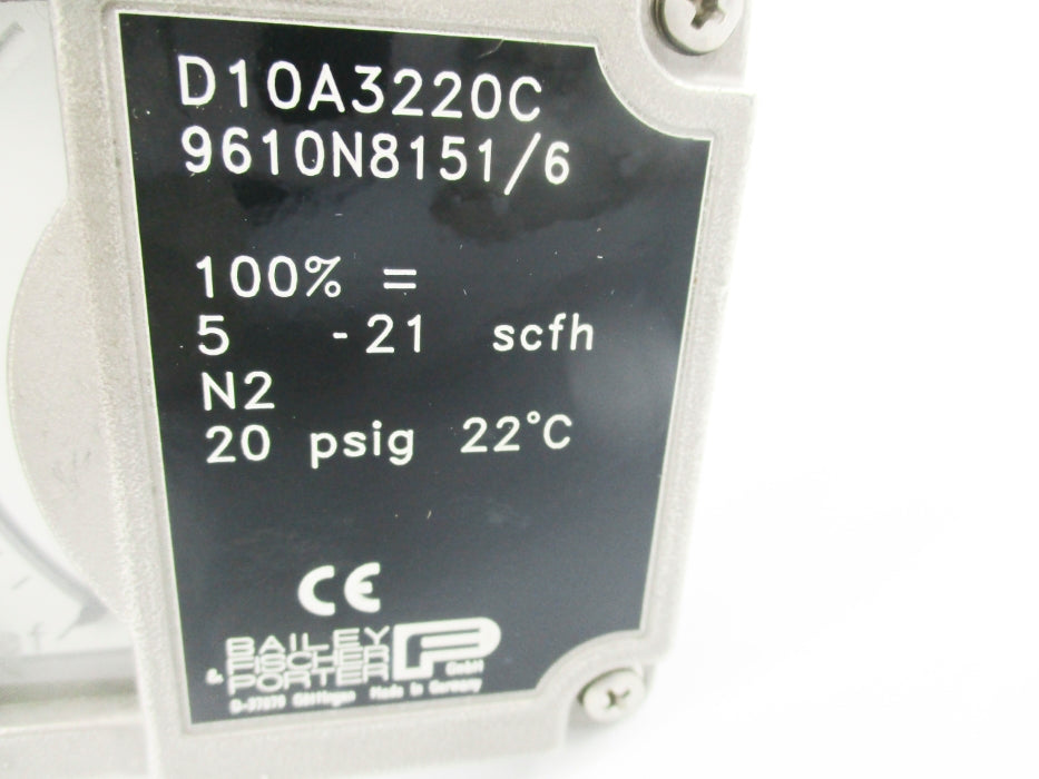 BAILEY FISCHER & PORTER D10A3220C 9610N8151/6 25-100PSIG 22'C NSNP
