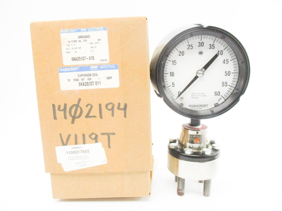 ASHCROFT 451279SS04LXCK60# 50102SS04TXCK150RF 0-60PSI NSMP