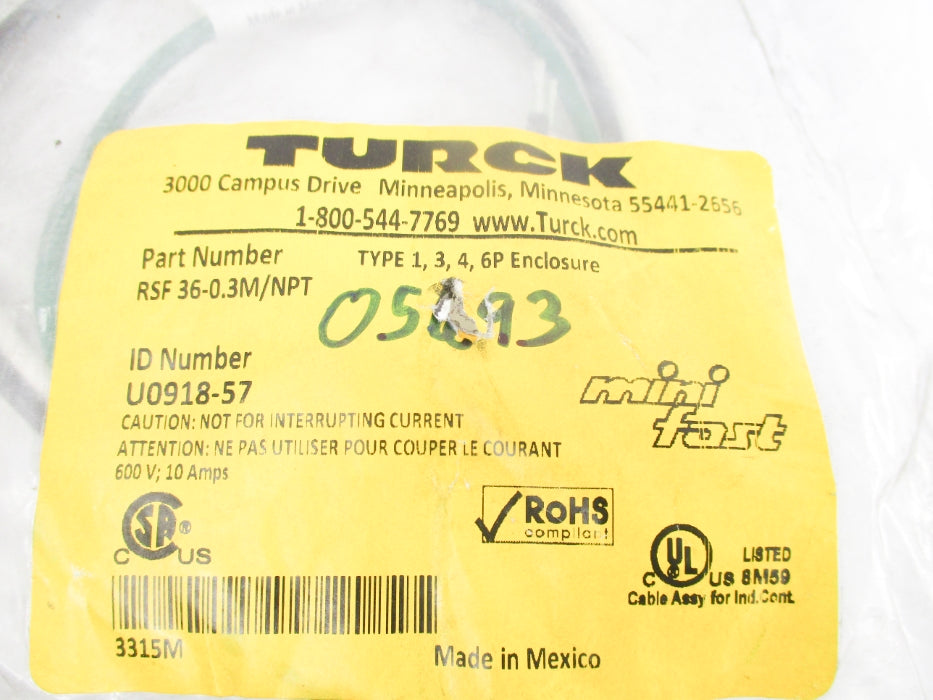 TURCK RSF36-0.3M/NPT U0918-57 NSMP