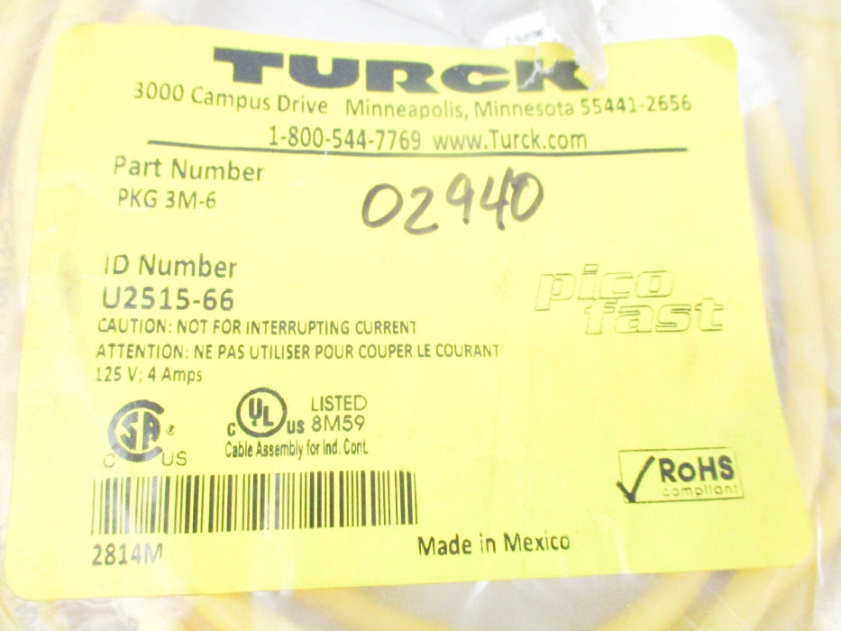 TURCK PKG3M-6 U2515-66 125V 4A NSMP