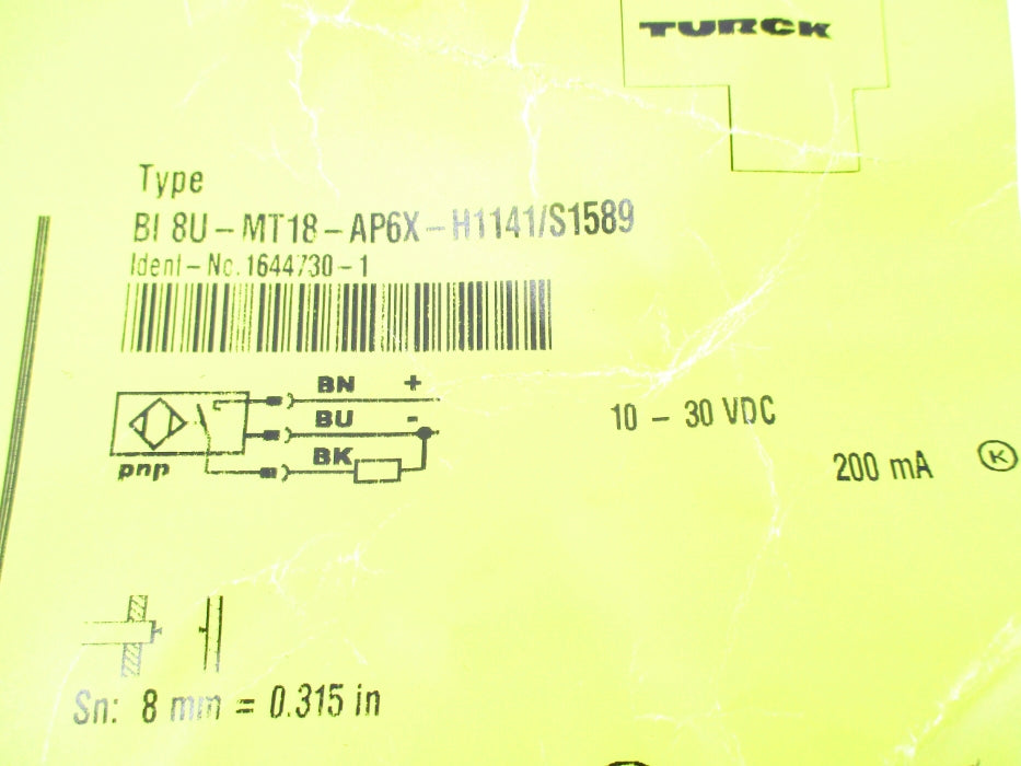 TURCK BI8U-MT18-AP6X-H1141/S1589 1644730-1 NSMP