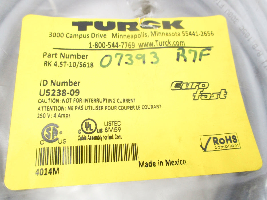 TURCK RK4.5T-10/S618 U5238-09 250V 4A NSMP