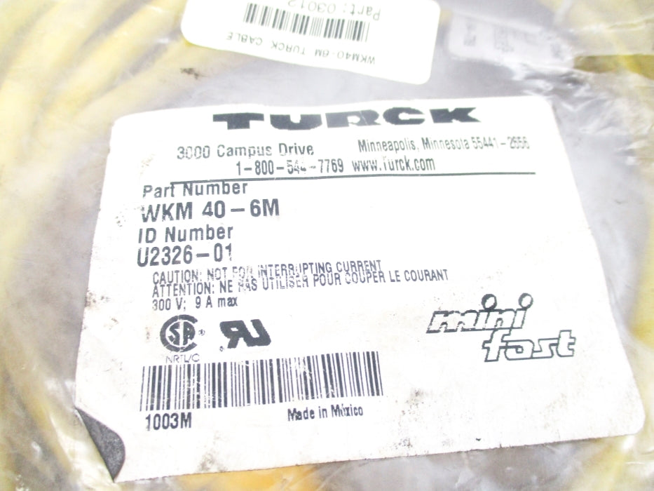 TURCK WKM40-6M U2326-01 300V 9A NSMP