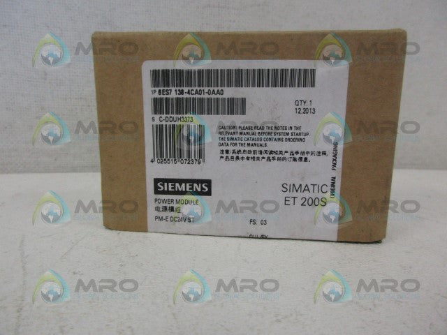 SIEMENS SIMATIC S7 6ES7138-4CA01-0AA0 POWER MODULE *NEW IN BOX*