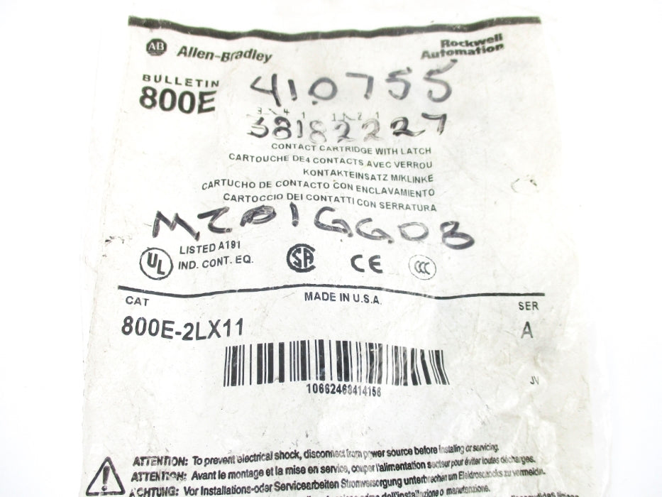 ALLEN BRADLEY 800E-2LX11 SER. A NSMP