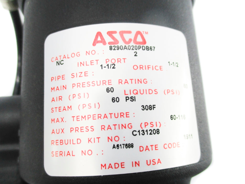ASCO 8290A020PDB67 60PSI NSNP