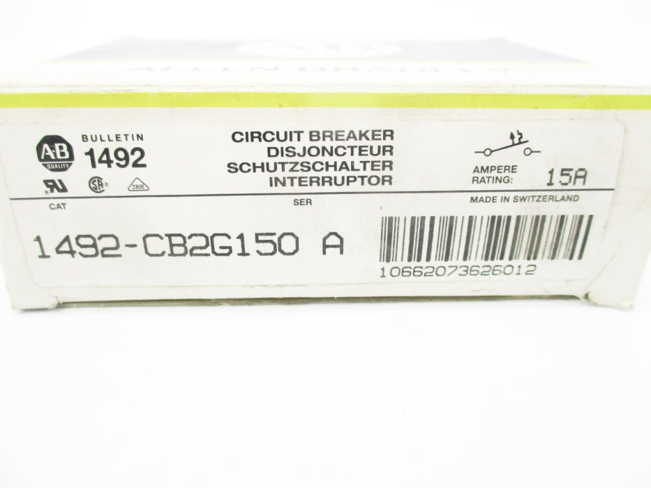 ALLEN BRADLEY 1492-CB2G150 SER. A 480VAC 15A (BK/YL) NSMP