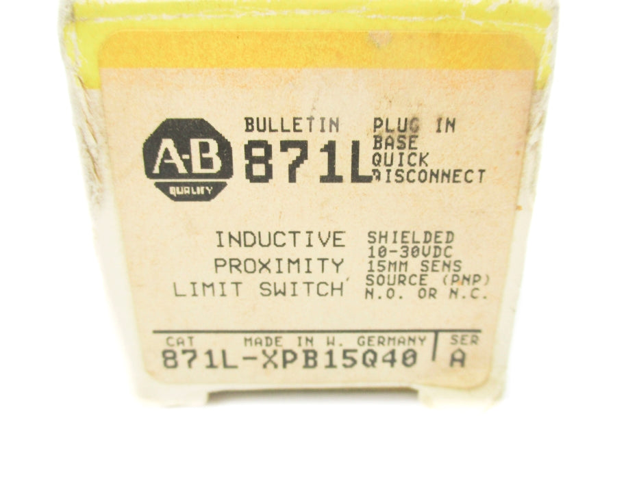 INDUSTRIAL SPARE PART 871L-XPB15Q40 SER. A (BK/YL) NSMP
