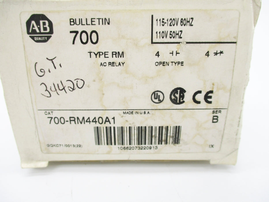 ALLEN BRADLEY 700-RM440A1 SER. B 110/120V 30A (WH) NSMP