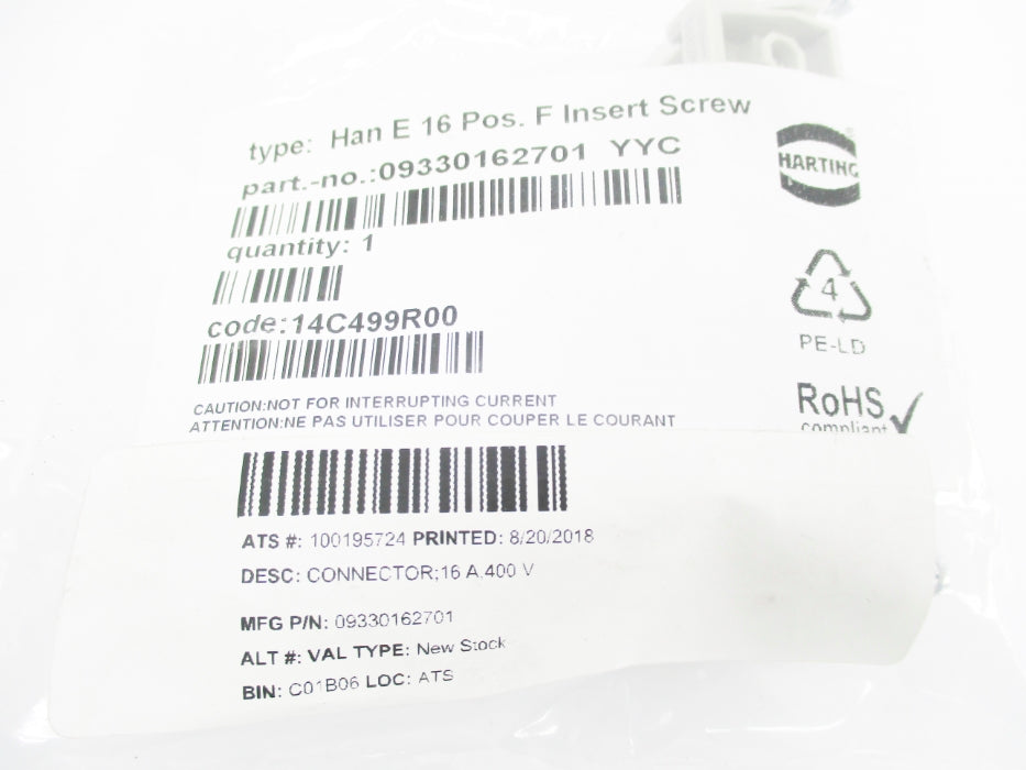 HARTING 09330162701 HANE16POS.F NSMP