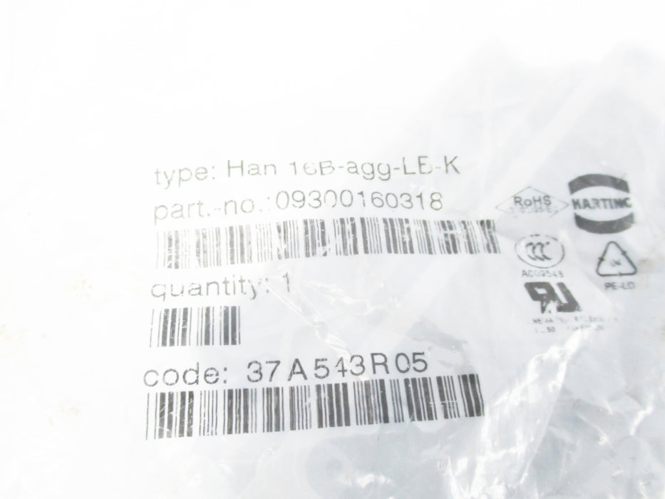 HARTING 09300160318 HAN16B-AGG-LB-K NSMP