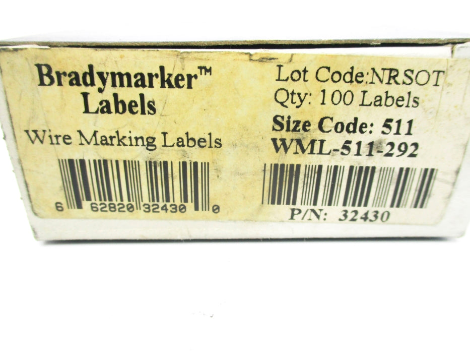 BRADY 32430 WML-511-292 (PKG OF 100) NSMP